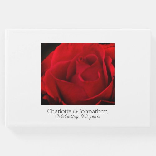 40th Ruby Wedding Anniversary Traditional Red Rose Guest Book