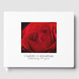 40th Ruby Wedding Anniversary Traditional Red Rose Guest Book