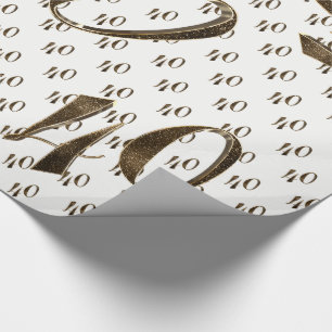 40th Ruby Wedding Anniversary Typography Elegant Wrapping Paper