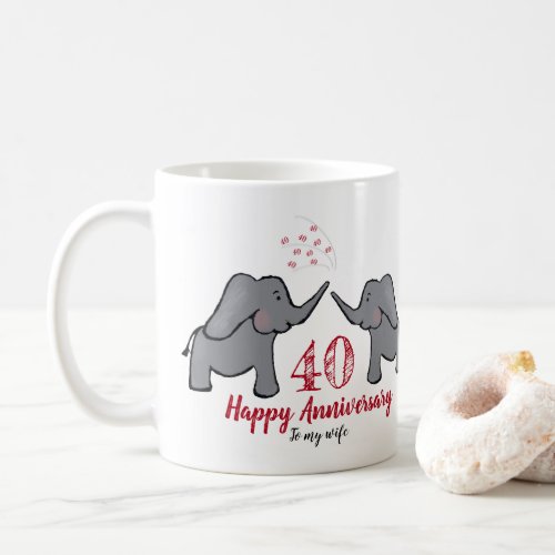 40th ruby wedding anniversary wife elephant coffee mug