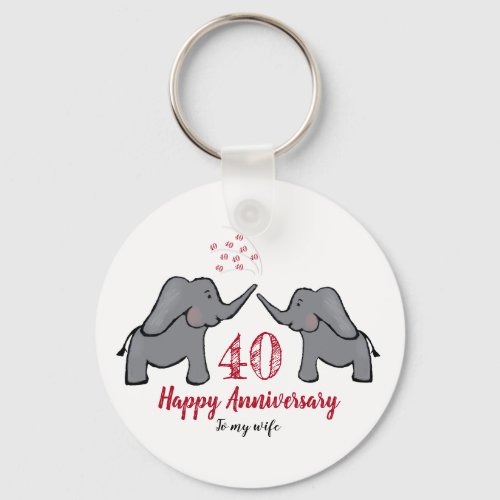 40th ruby wedding anniversary wife elephant keychain