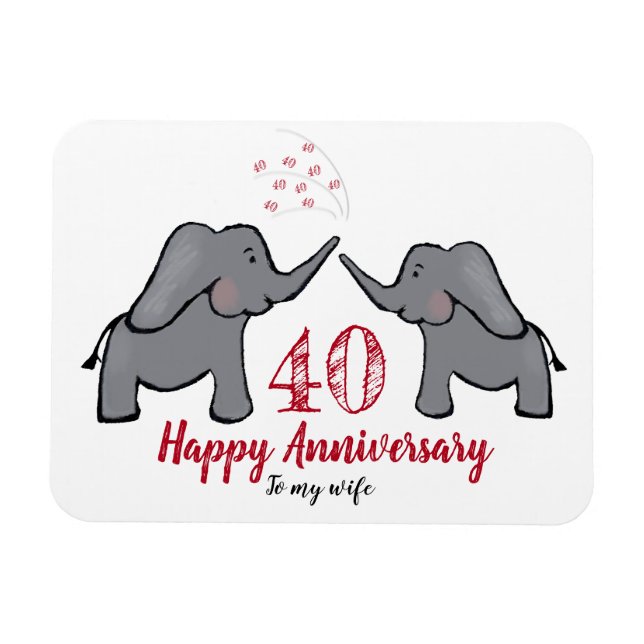 40th ruby wedding anniversary wife elephant magnet (Horizontal)