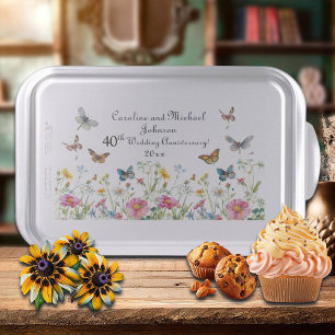 40th Ruby Wedding Anniversary Wildflowers Cake Pan