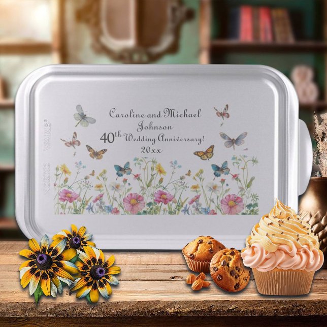 40th Ruby Wedding Anniversary Wildflowers  Cake Pan (Creator Uploaded)