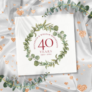 40th Ruby Wedding Anniversary Woodland Garland Napkins