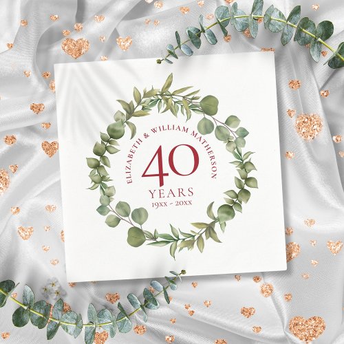 40th Ruby Wedding Anniversary Woodland Garland  Napkins