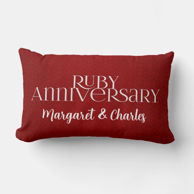 40th Ruby Wedding Annivsersary Lumbar Pillow (Front)