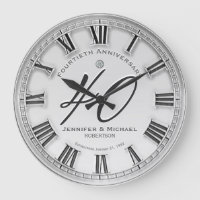 40th Silver Wedding Anniversary Large Clock