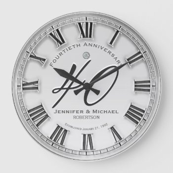 40th Silver Wedding Anniversary Large Clock by AZEZcom at Zazzle
