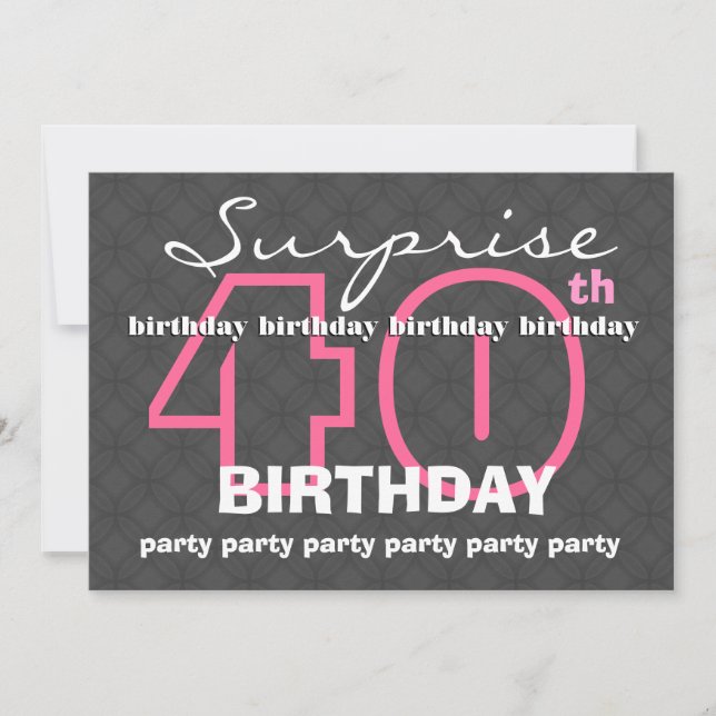 40th SUPRISE Birthday Modern Teal and Black E823 Invitation (Front)