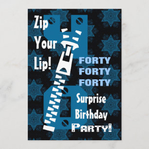 40th SURPRISE Birthday Blue Stars Zipper W1685 Invitation