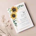 40th Surprise Birthday Floral Greenery Party Invitation<br><div class="desc">Create a floral surprise birthday party invitation using our pretty template featuring sunflowers,  eucalyptus greenery with geometric frame on white background. Easily click the “Personalize” button to the details</div>