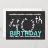 40th SURPRISE Birthday Party Blue Black C341 Invitation (Front/Back)
