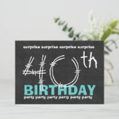 40th SURPRISE Birthday Party Blue Black C341 Invitation (Standing Front)