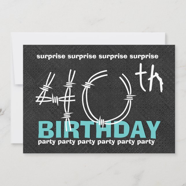 40th SURPRISE Birthday Party Blue Black C341 Invitation (Front)