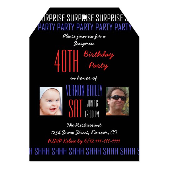 40th surprise birthday party for men with pictures invitation