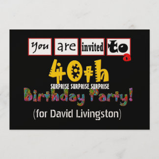 40th SURPRISE Birthday Party Gold Metallic Paper Invitation