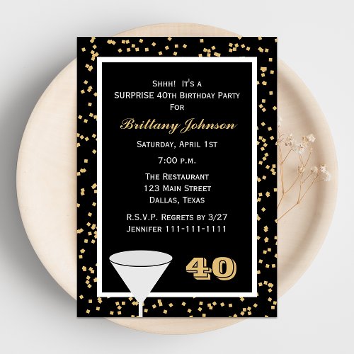 40th Surprise Birthday Party Invitation