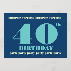 40th SURPRISE Birthday Party Invitation - Blue