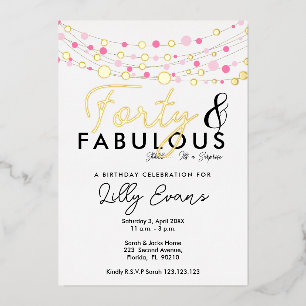 40th surprise birthday party invitation elegant foil invitation