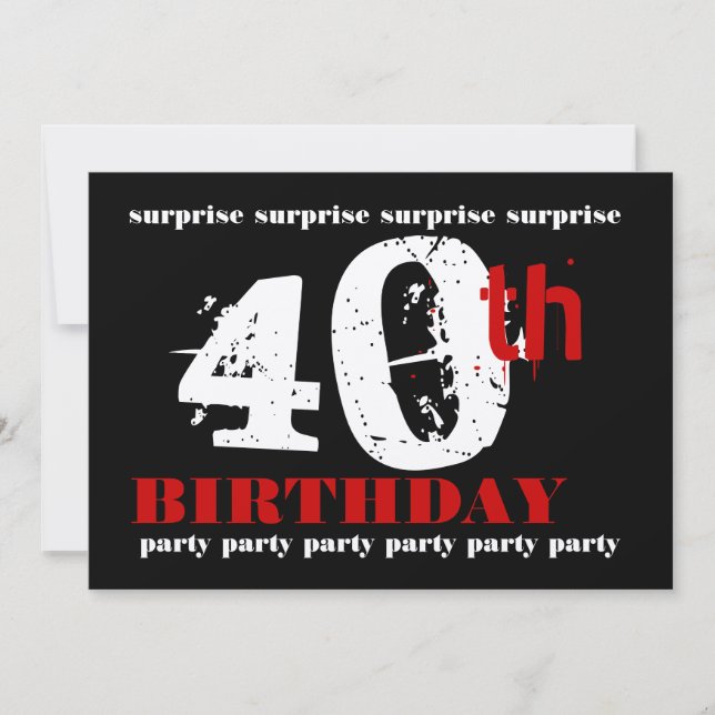 40th SURPRISE Birthday Party Invitation Template (Front)