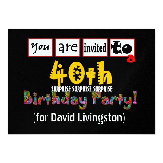 40th surprise birthday party invitation template zazzle com