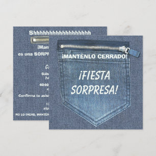 40th SURPRISE Birthday Party Keep It Zipped Denim Invitation