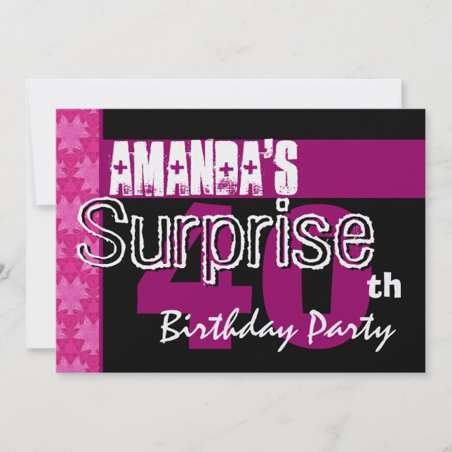 40th Surprise Birthday Pink Save the Date Set Invitation (Front)