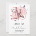 40th Surprise Birthday | Roses High Heels Invitation<br><div class="desc">An elegant 40 and fab 40th surprise birthday party invitation with script name typography,  high heeled dancing shoes,  pink roses,  and a string of pearls integrated into the design and type. A unique stylish invite for this milestone birthday. 40 and still fab!</div>