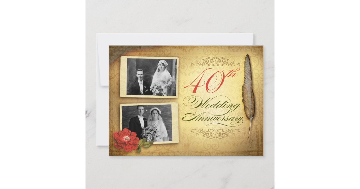 vintage 40th anniversary invitations