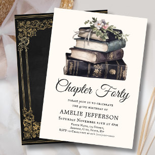 40th Vintage Victorian Book Birthday Invitation