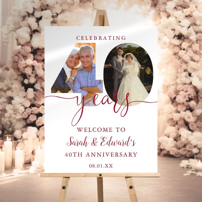 40th Wedding Anniversary 2 Photo Welcome Sign (40th Wedding Anniversary 2 Photo Welcome Sign)