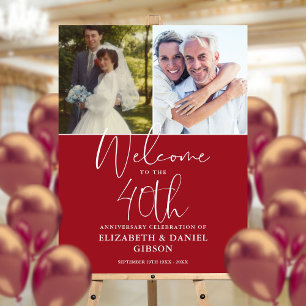 40th Wedding Anniversary 2 Photo Welcome Sign