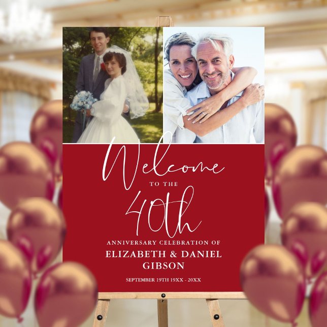 40th Wedding Anniversary 2 Photo Welcome Sign (40th Wedding Anniversary 2 Photo Welcome Sign)