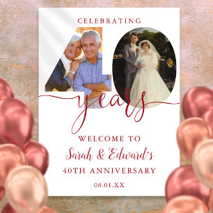 40th Wedding Anniversary 2 Photo Welcome Sign