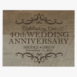 40th Wedding Anniversary 8x10 Barnwood Plaque