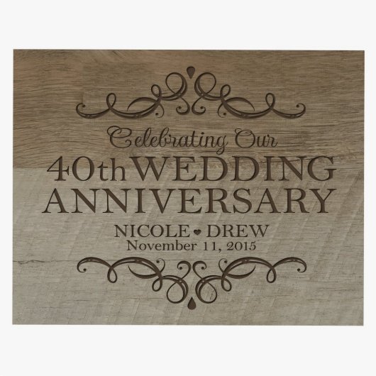 40th Wedding Anniversary 8x10 Barnwood Plaque (Front)