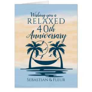 40th Wedding Anniversary Beach Hammock Big Card