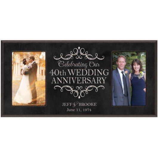 40th Wedding Anniversary Black Two-Picture Frame (Front)