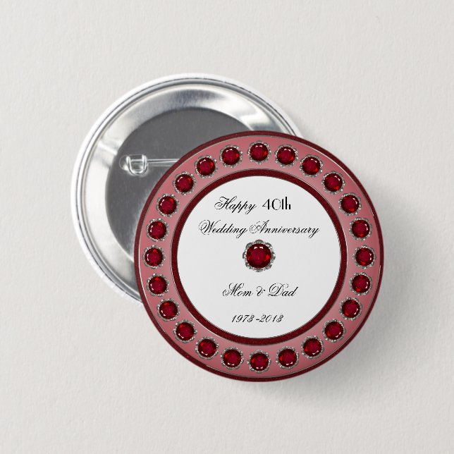 40th Wedding Anniversary Button (Front & Back)