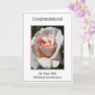 40th Wedding Anniversary Card Floral Rose