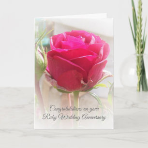 40th Wedding Anniversary Card Pink Rose