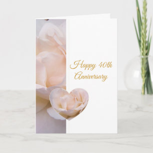 40th Wedding Anniversary Card Rose Heart
