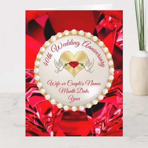 40th Wedding Anniversary Cards for Wife Customize