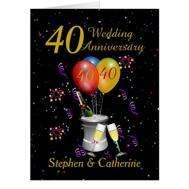  40th Wedding Anniversary Celebration Big Card (Front)