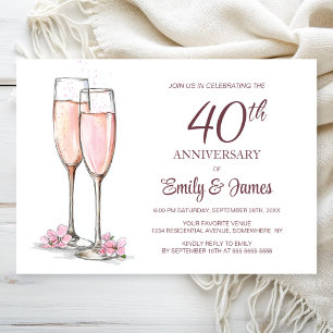 40th Wedding Anniversary Champagne Invitation