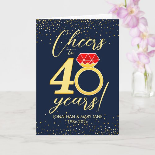 40th Wedding Anniversary Cheers Ring Card