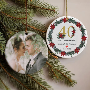 40th Wedding Anniversary Christmas Gifts Ornament