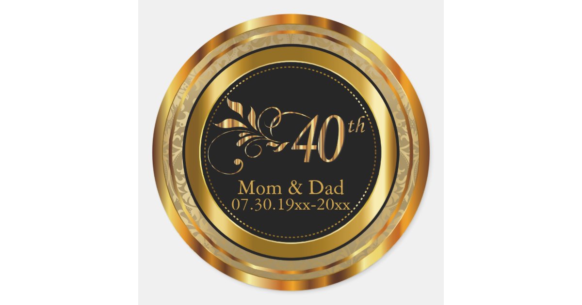40th Wedding Anniversary Classic Round Sticker Zazzle