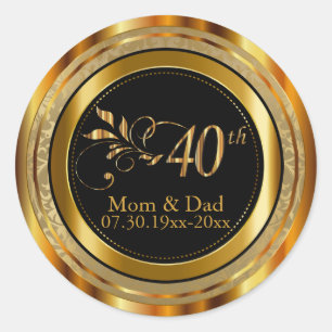 40th Wedding Anniversary Classic Round Sticker